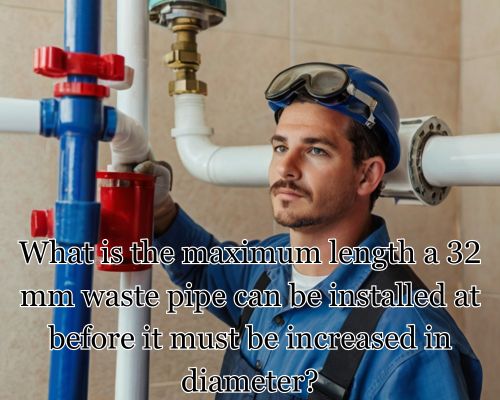 What is the Maximum Length a 32 mm Waste Pipe Can Be Installed At Before It Must Be Increased in Diameter?